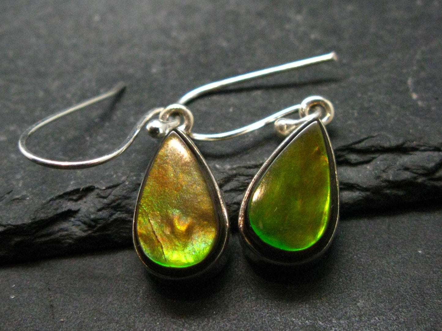 Ammolite Amolite Sterling Silver Earrings From Canada - 1.2"