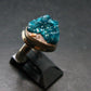 Emerald Green Dioptase Crystal Silver Ring from Congo - 5.49 Grams - Size 7