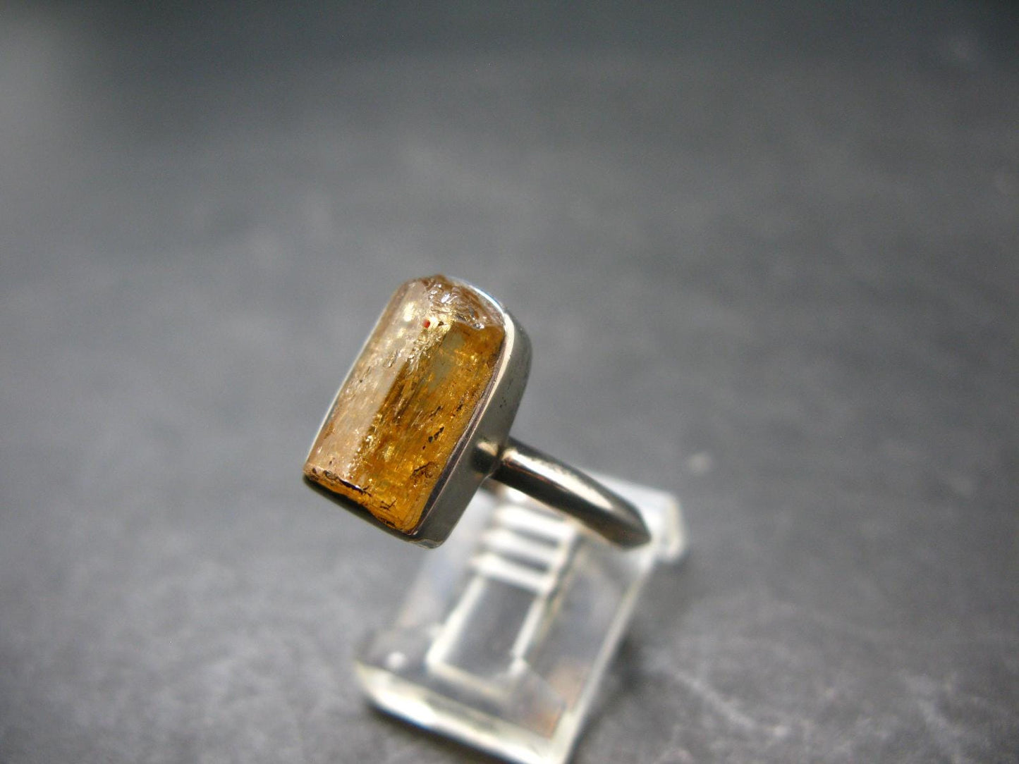 Fabulous Untreated Faceted Gem Imperial Topaz 925 Silver Ring from Brazil - Size 8 - 4.30 Grams
