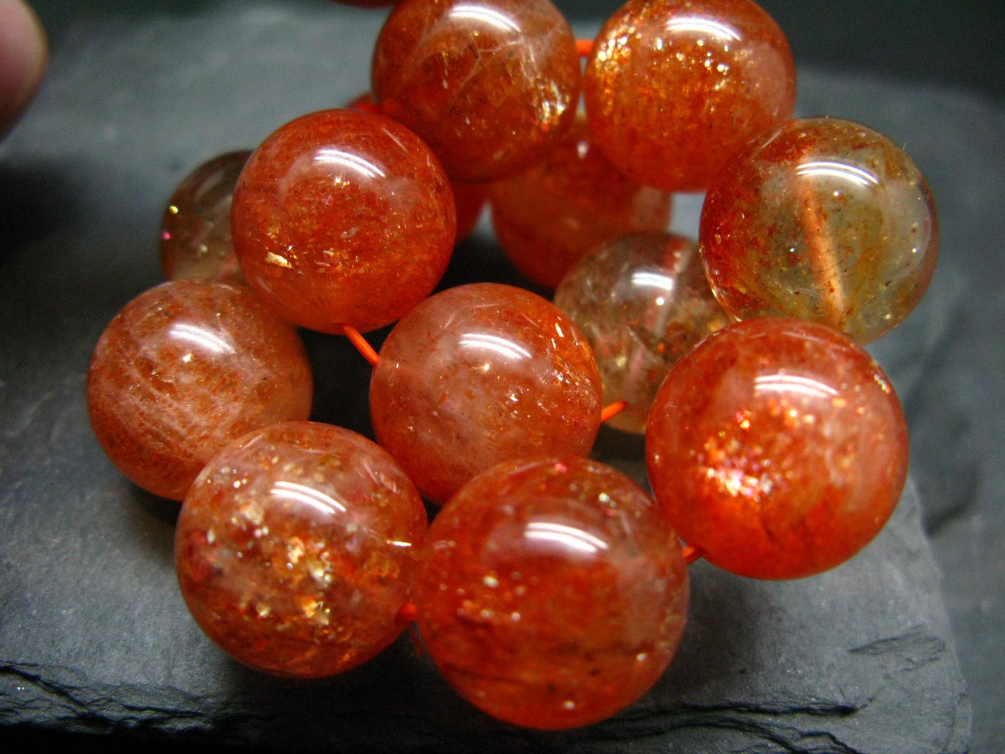 Sunstone AAA Grade Genuine Bracelet ~ 7.5 Inches ~ 16mm Round Beads