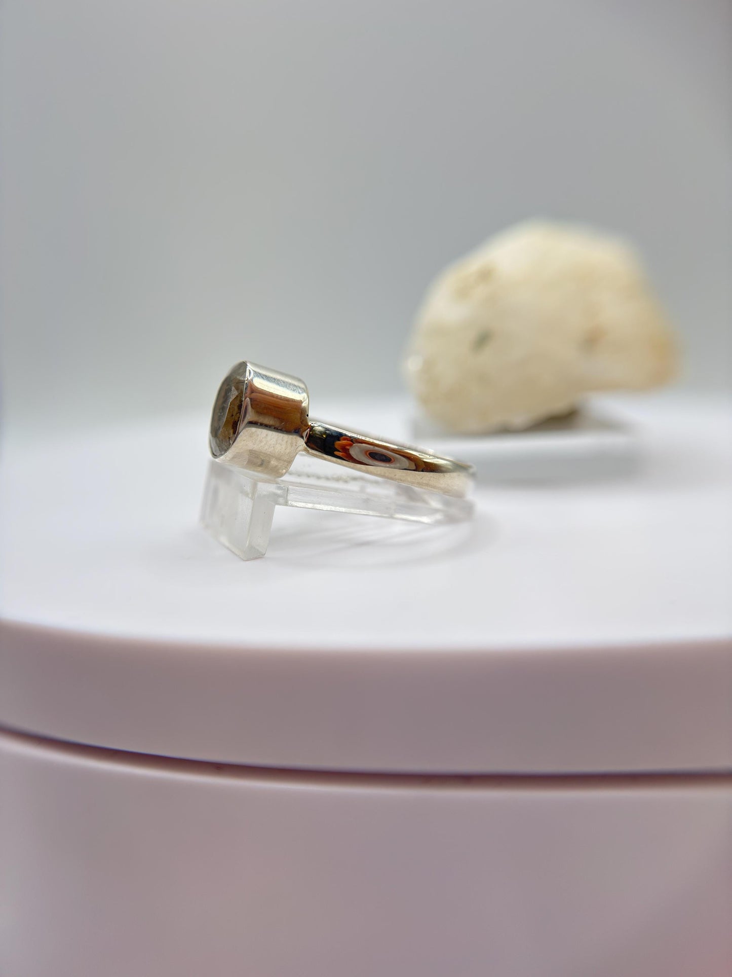 Natural Phenakite (Phenacite) Oval Faceted Ring in Sterling Silver - Size 7