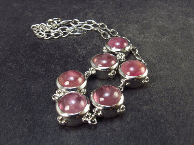 Pink Tourmaline Silver Bracelet From Brazil - 9" - 13.0 Grams