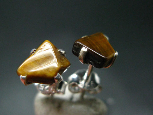Tiger Eye Sterling Silver Stud Earrings - 1 Grams