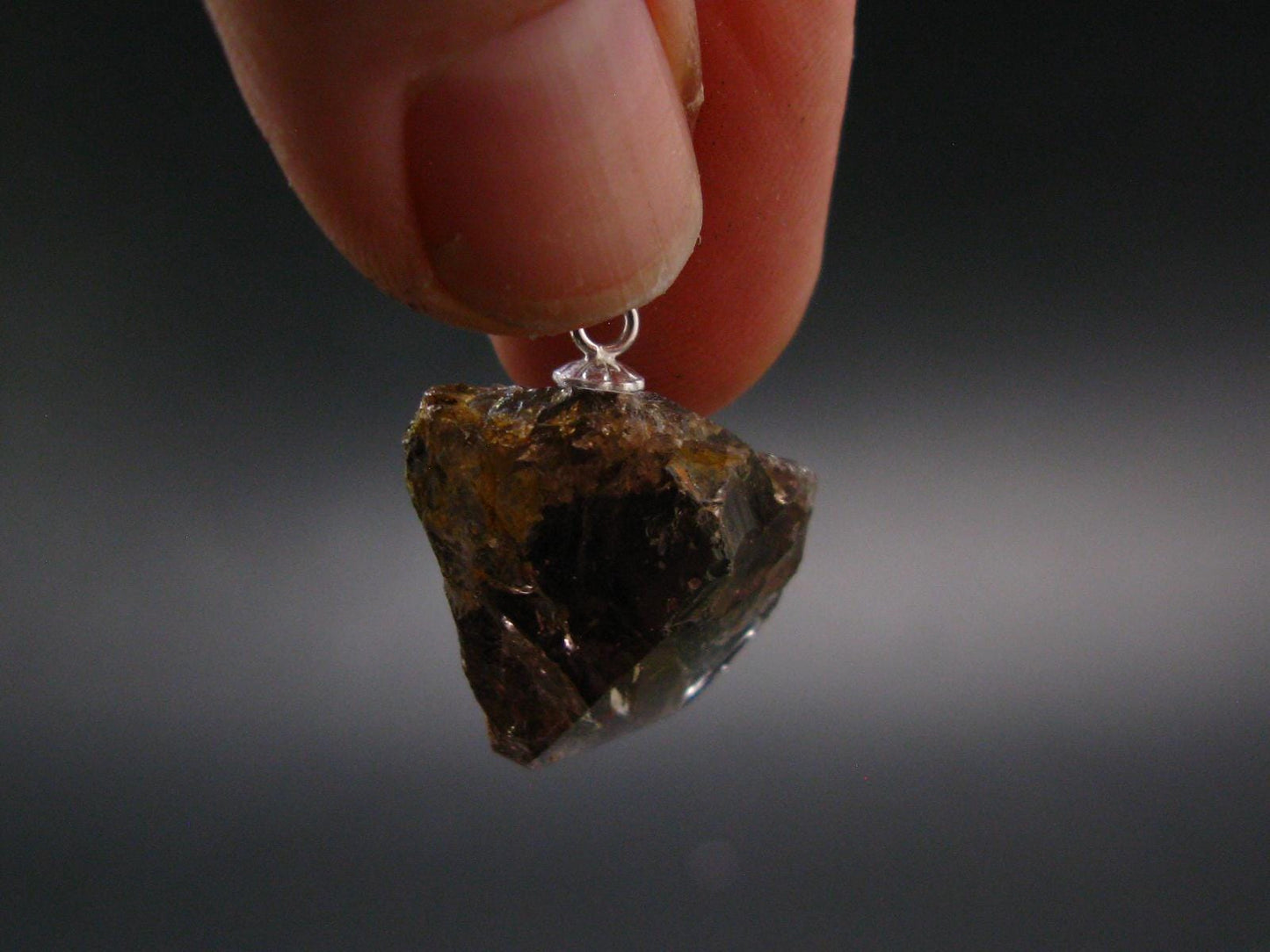 Rare Axinite Crystal Silver Pendant From Russia - 0.9" - 3.33 Grams