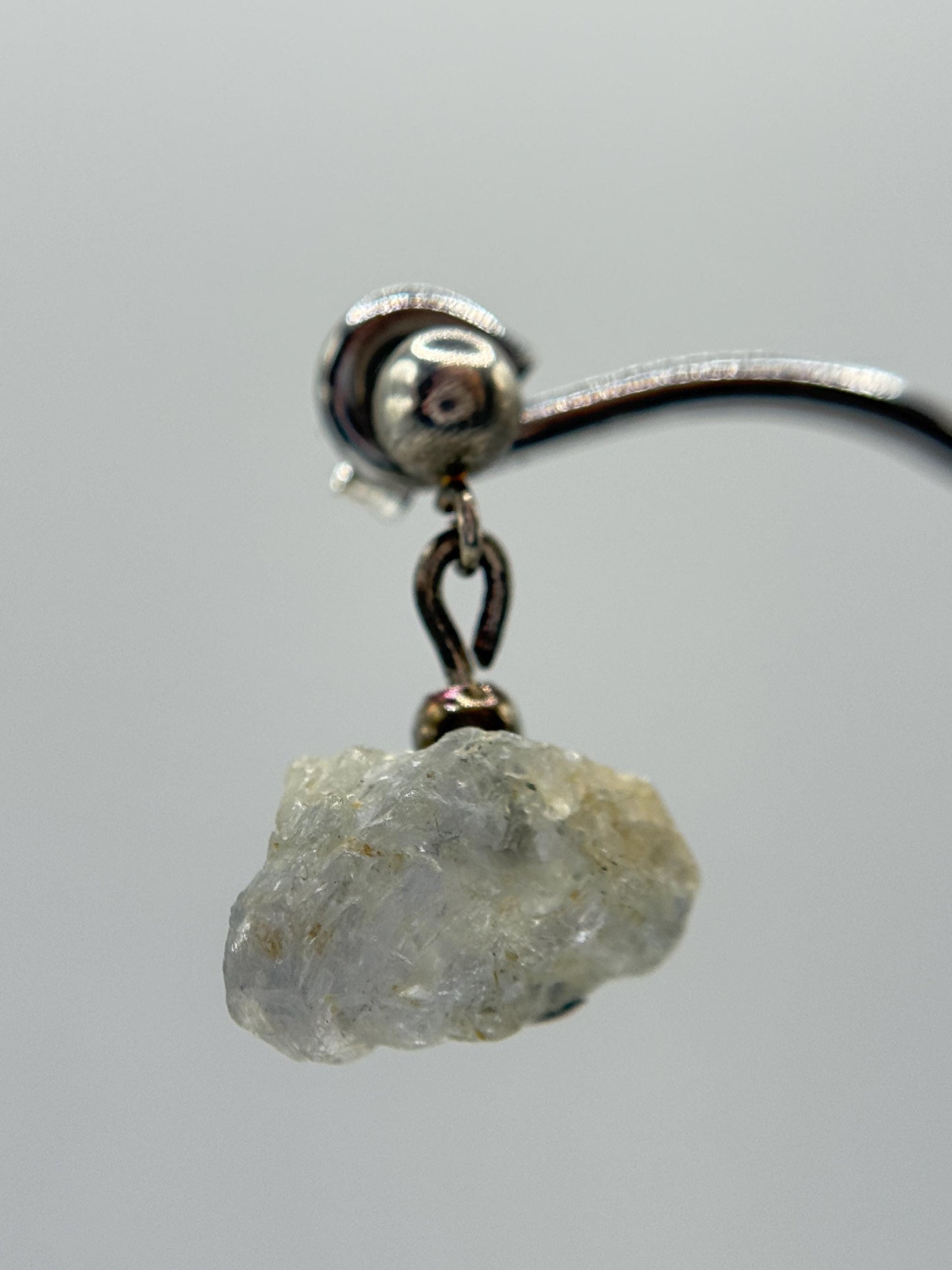 Raw Herderite Crystal Drop Earrings in Sterling Silver – Natural Mineral Dangle - 2.60g