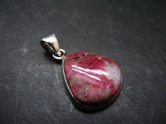 Rare Pink Tugtupite Sterling Silver Pendant From Greenland - 1.1" - 3.45 Grams