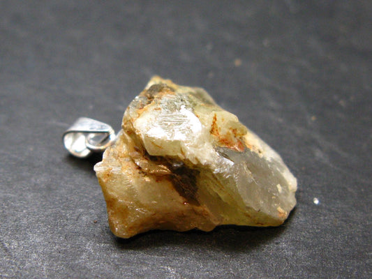 Rare Titanite Sphene Crystal Silver Pendant From Tanzania - 0.9" - 3.19 Grams