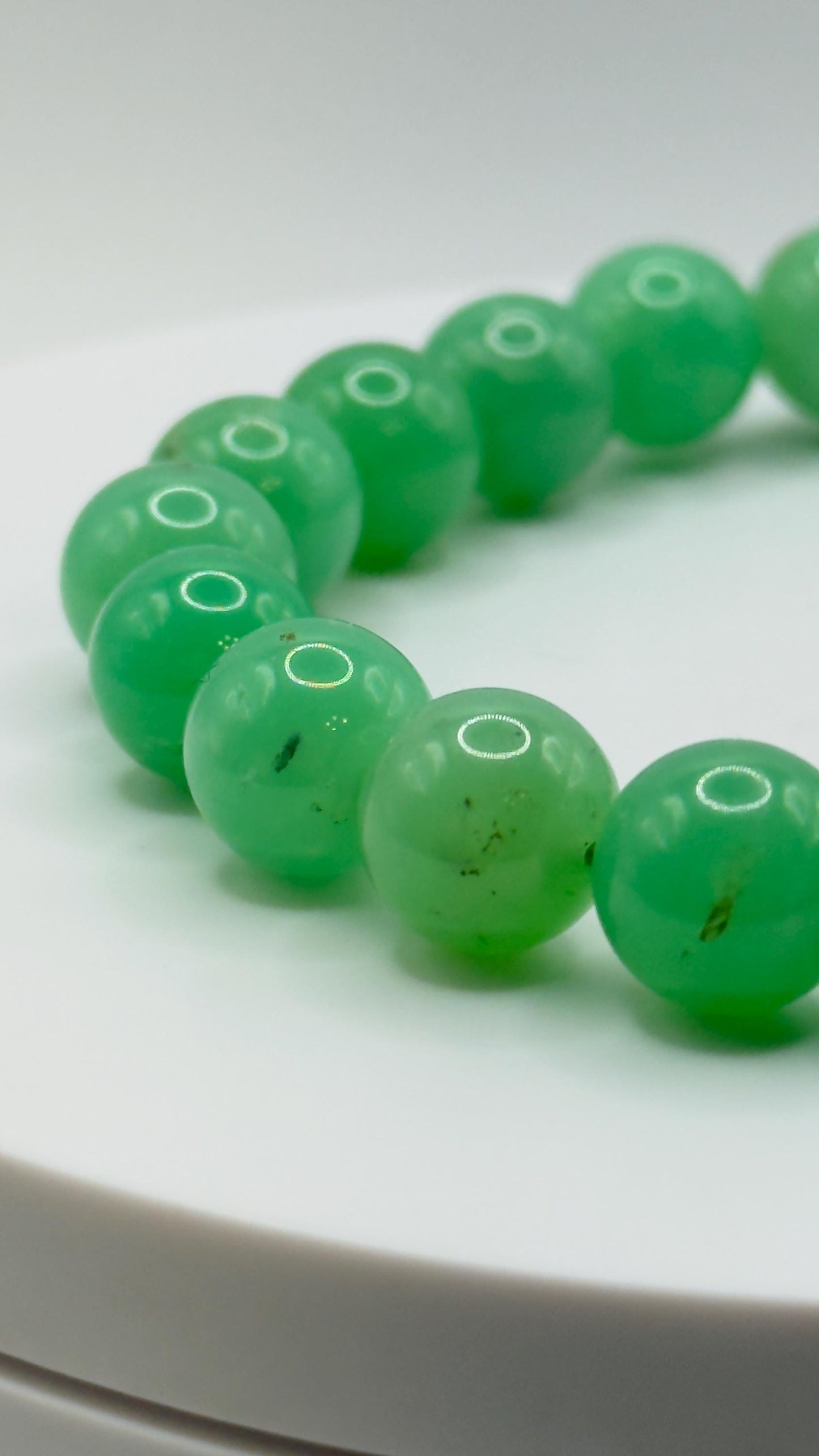 Green Chrysoprase Round Bead Bracelet – Natural Stretch Jewelry - Weight 29.16 g