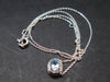 Stunning Genuine Faceted Aquamarine Gem Sterling Silver Pendant With Chain From Brazil - 17"