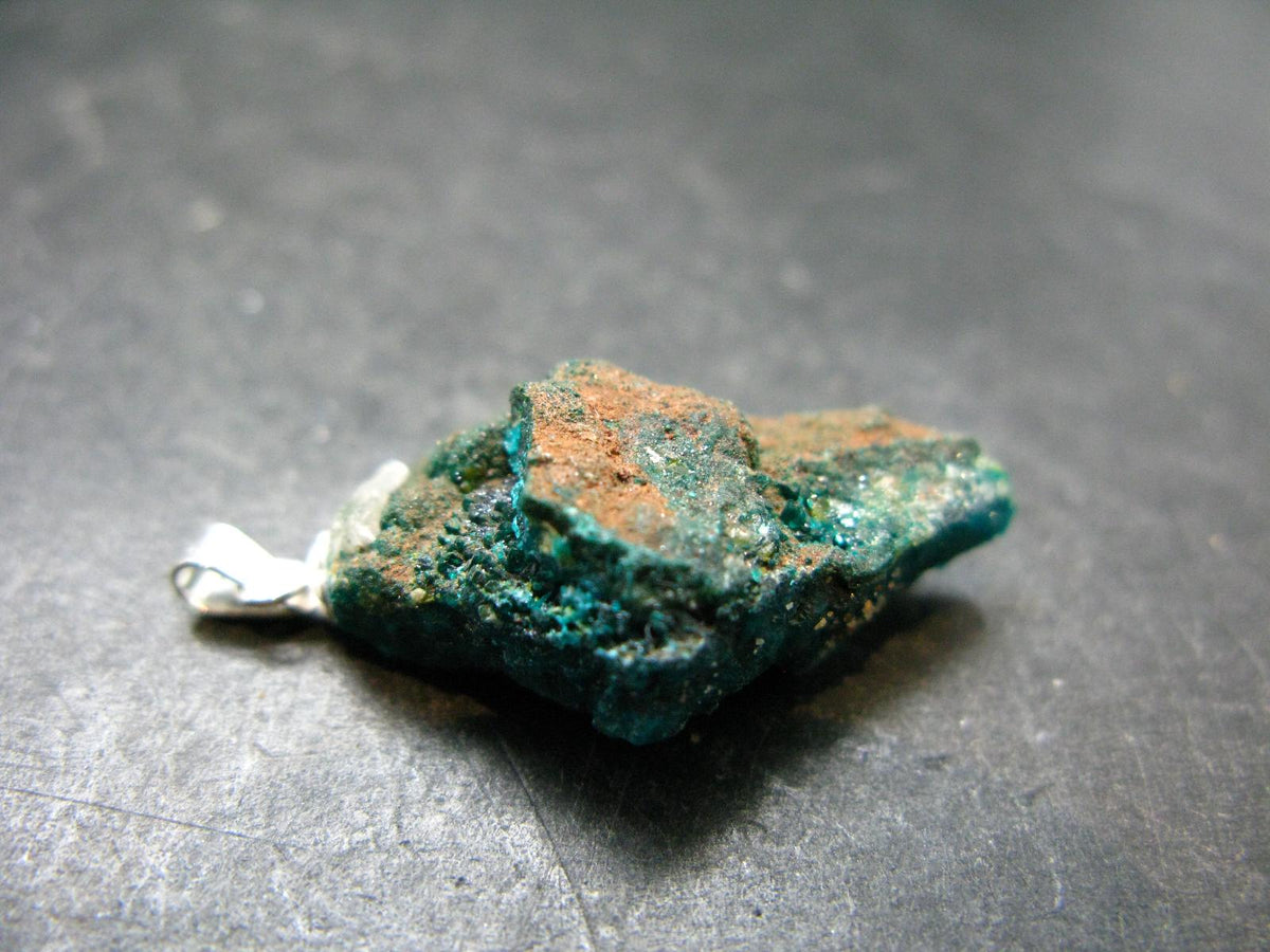 Dioptase Crystal Silver Pendant from Congo - 5.44 Grams - 1.4"