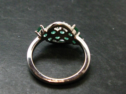 Emerald Faceted Silver Ring from Colombia - 3.69 Grams Total - Size 7.25