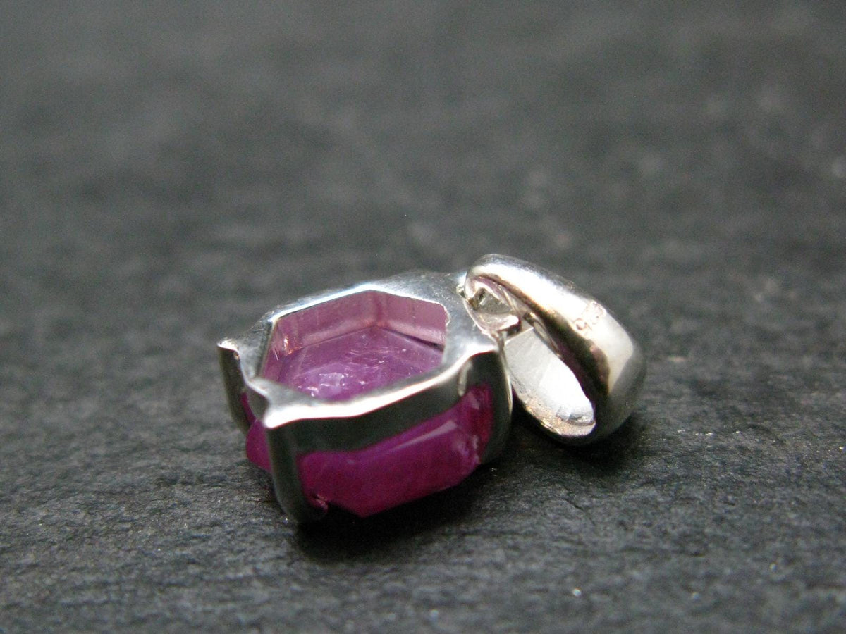 Ruby Crystal Silver Pendant from Africa - 0.6" - 1.23 Grams