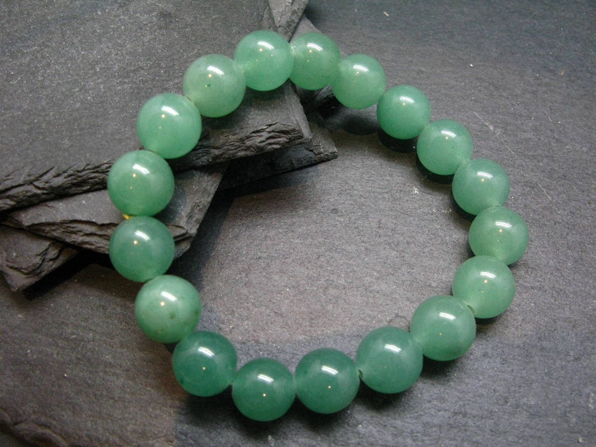 Green Aventurine Genuine Bracelet ~ 7 Inches ~ 12mm Round Beads