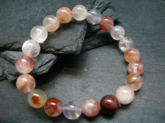 Agnitite Hematoid Quartz Genuine Bracelet ~ 7 Inches ~ 10mm Round Beads