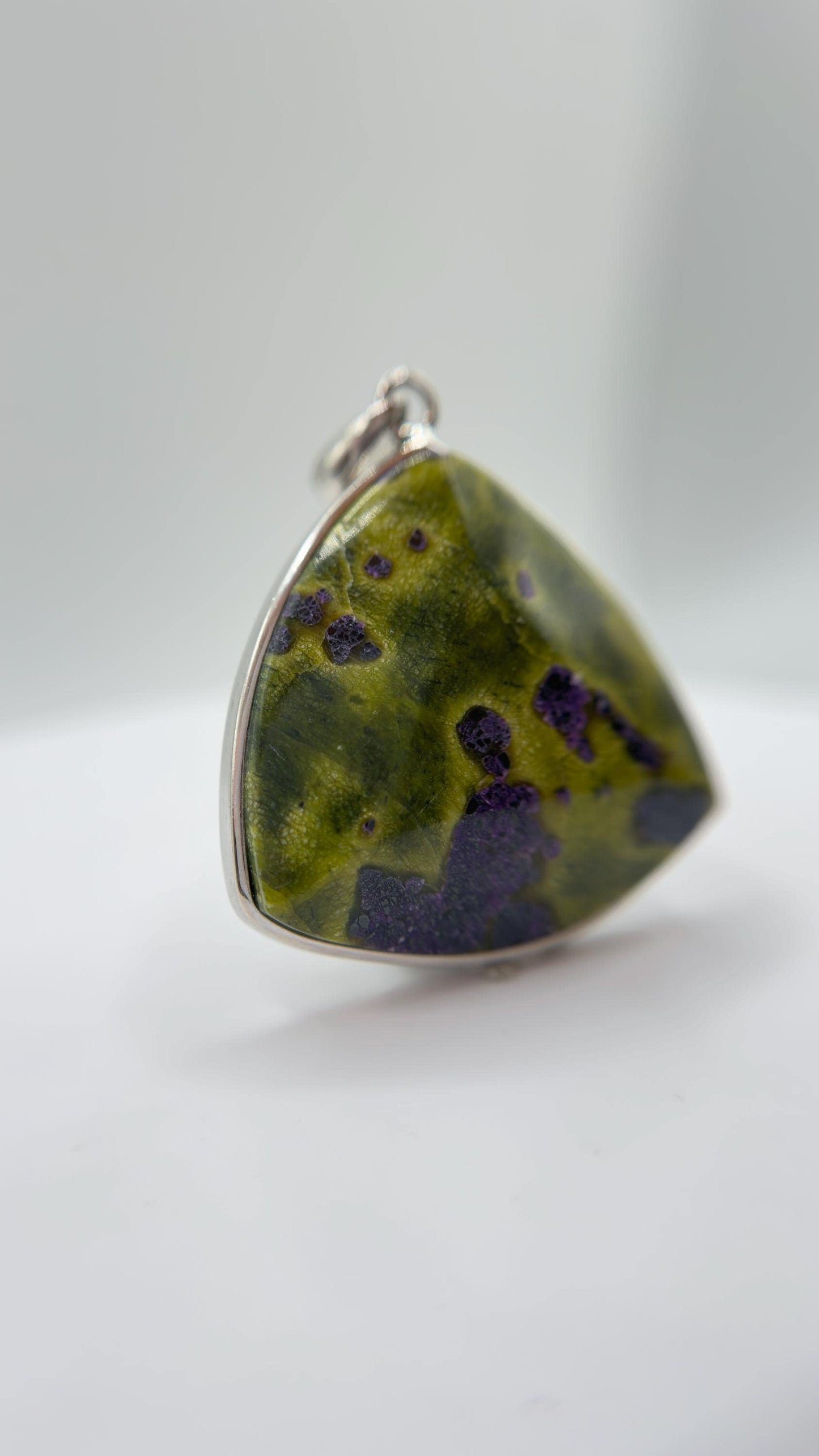 Atlantisite Pendant Serpentine Gemstone Silver Necklace Natural Stone Healing Jewelry Gift