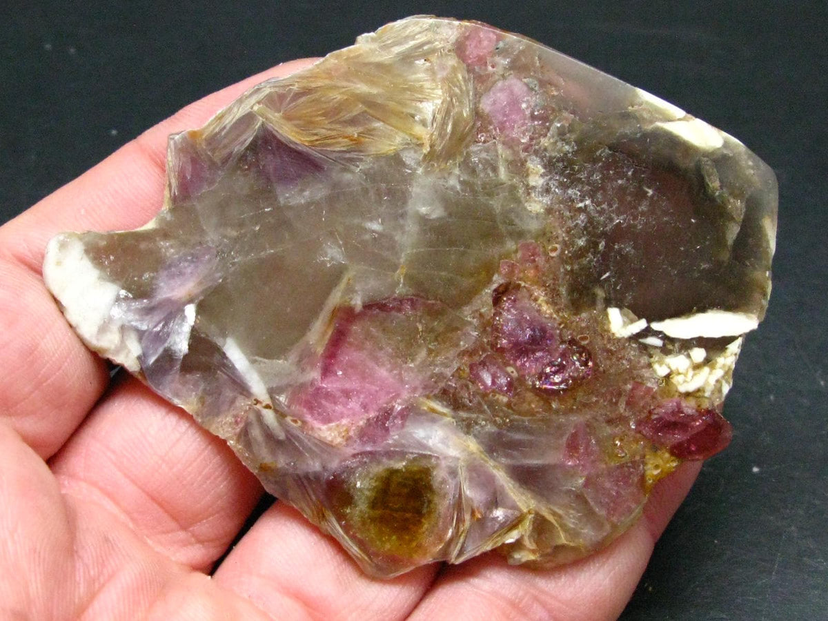 Stunning Tourmaline & Lepidolite in Quartz Slice From Russia - 3.3"