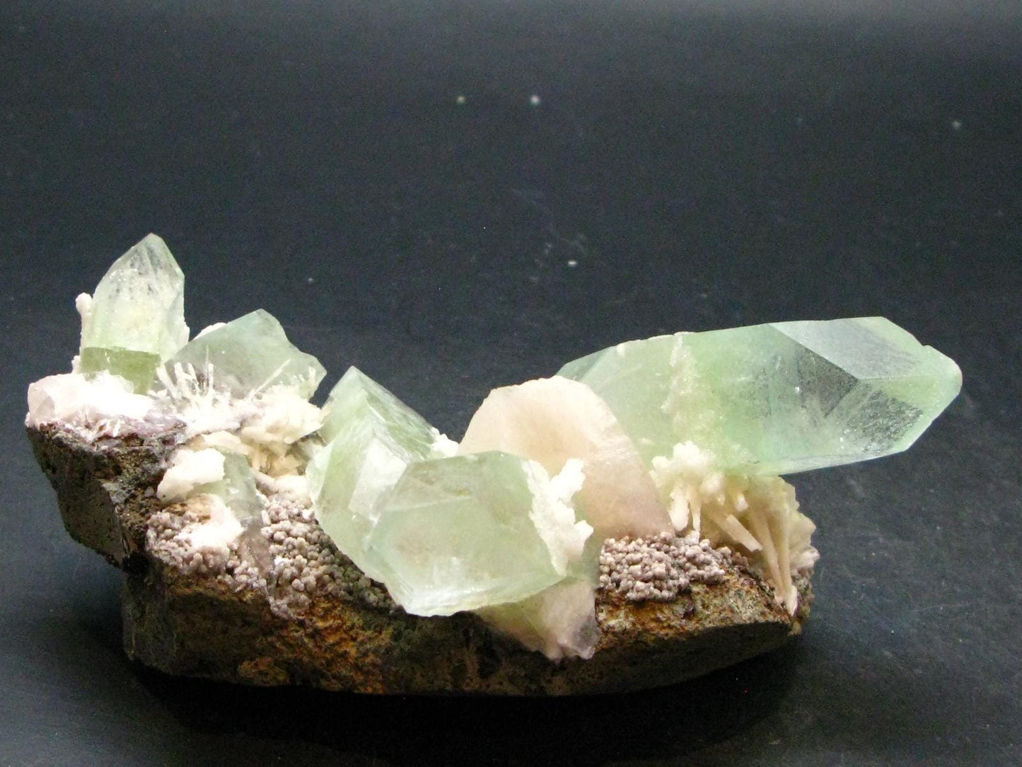 Green Apophylite & Stilbite Cluster From India - 5.3" - 313.62 Grams