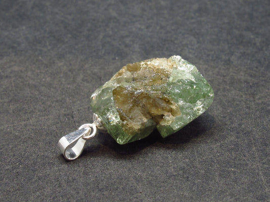 Tsavorite Gem Green Garnet Sterling Silver Pendant From Tanzania - 1.0" - 4.3 Grams