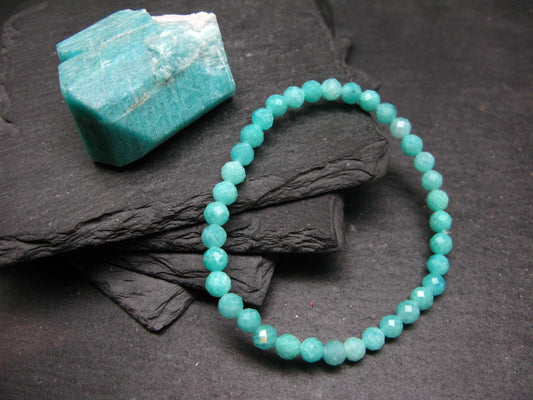 Amazonite Genuine Bracelet ~ 7 Inches ~ 5mm Facetted Beads