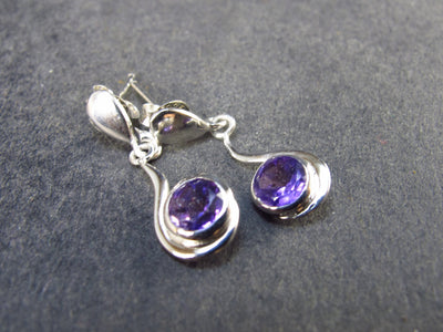 Rich Purple Amethyst Faceted Stud Earrings In Sterling Silver from Brazil - 1.66 Grams