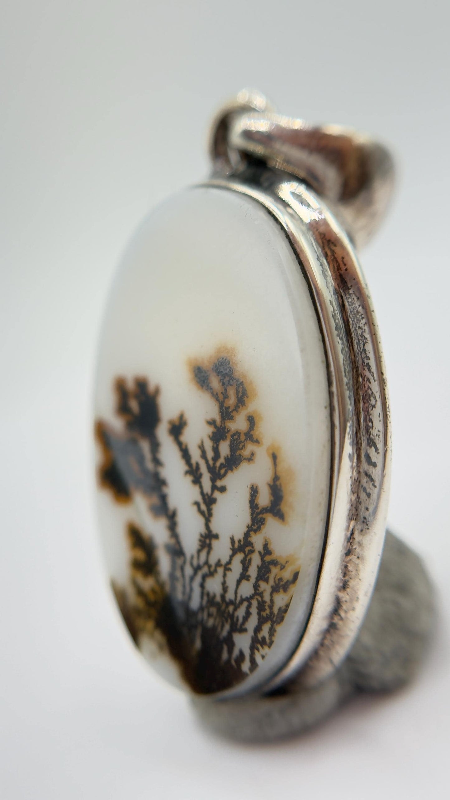 Dendritic Agate Pendant – Natural Scenic Moss Pattern Gemstone Jewelry