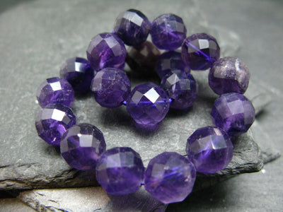 Amethyst Genuine Bracelet ~ 7 Inches ~ 10mm Facetted Beads