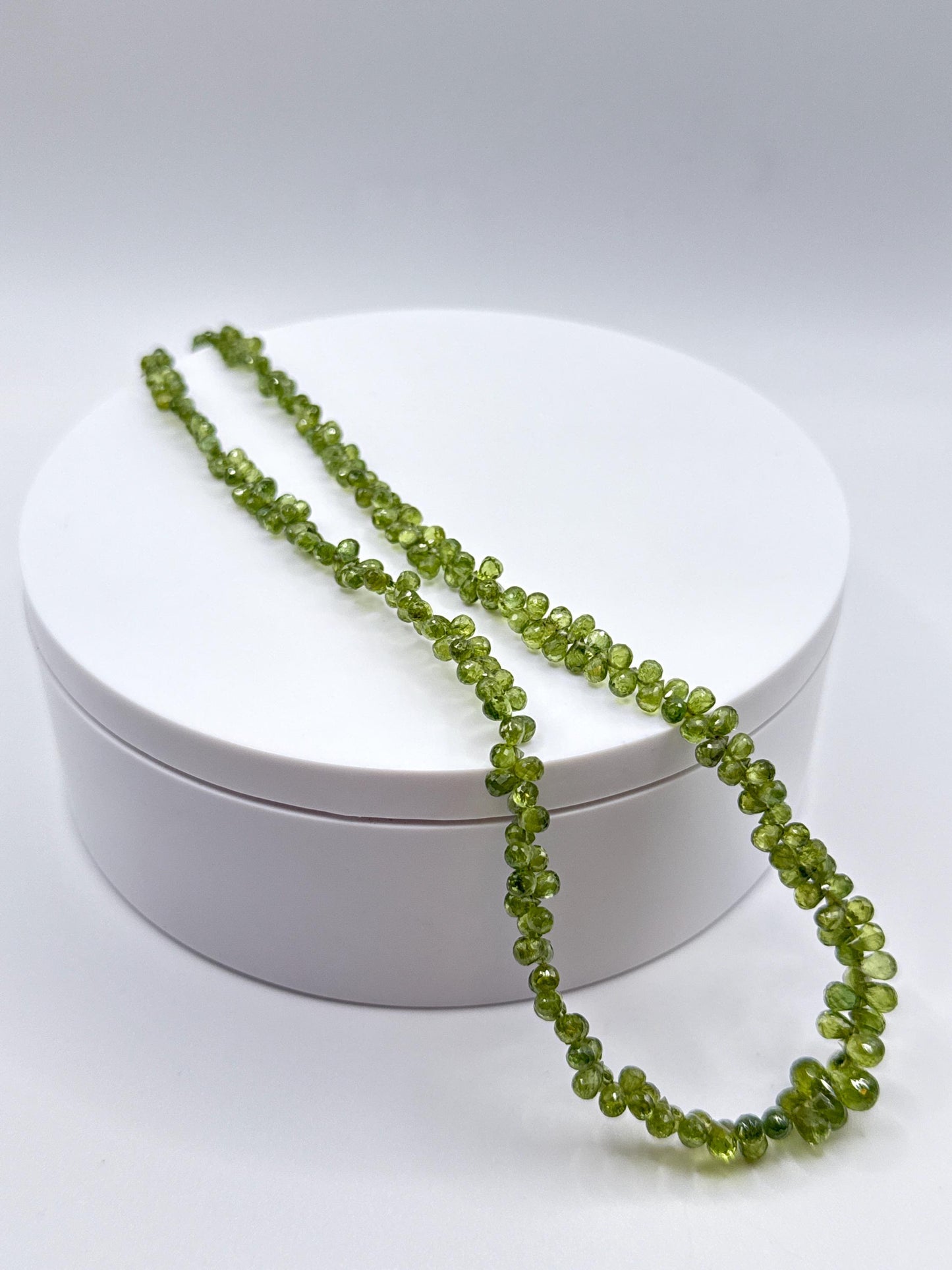 Green Sapphire Beaded Necklace: Genuine Gemstone Jewelry, September Birthstone