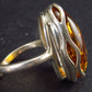 Natural Cognac Color Baltic Amber 925 Silver Ring - Size Adjustable
