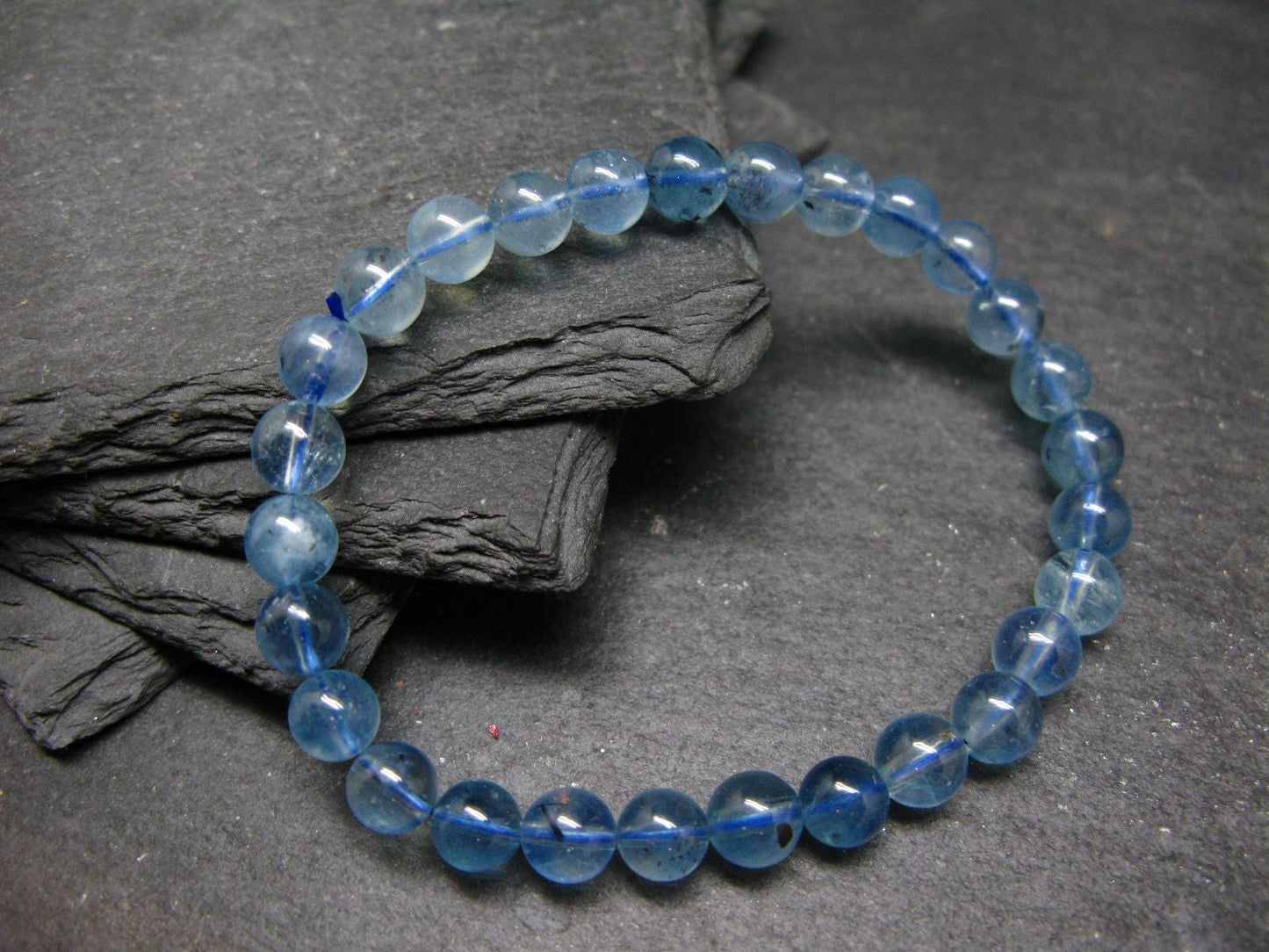 Santa Maria Aquamarine Genuine Bracelet ~ 7 Inches ~ 6mm Round Beads