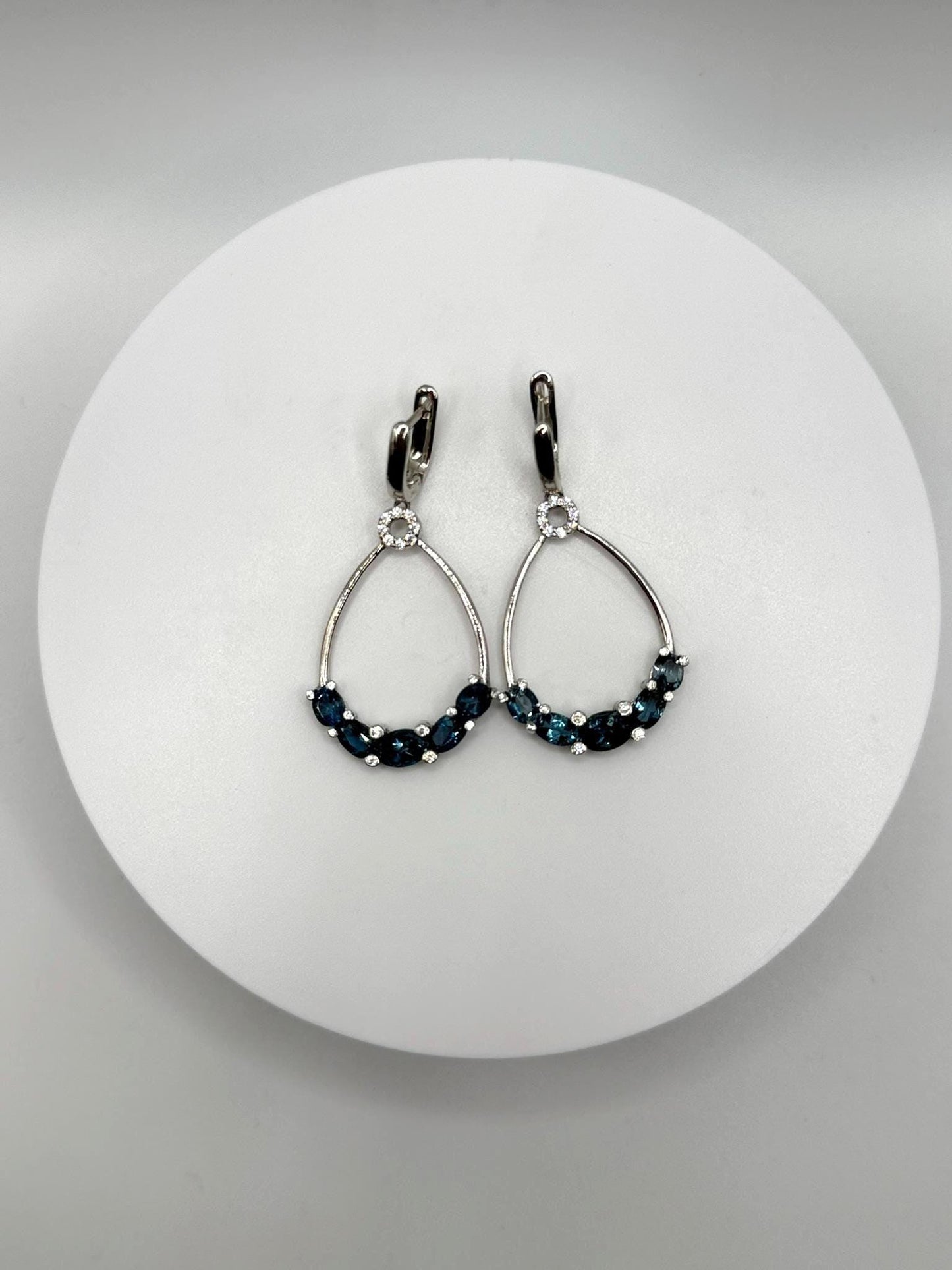 Elegant London Blue Topaz Teardrop Earrings in Sterling Silver - Weight 8.49 Grams