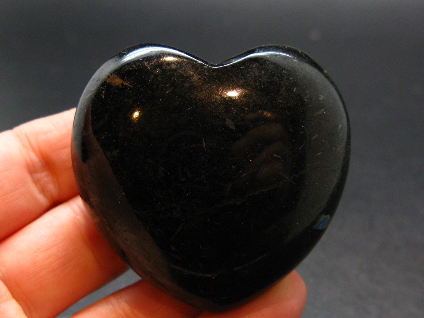 Large Nuumite Nuummite Polished Heart From Greenland - 92.68 Grams - 1.8"