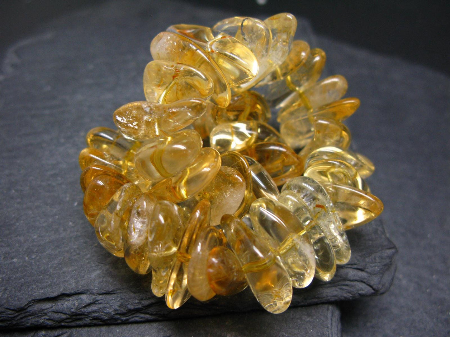 Citrine Genuine Bracelet ~ 7 Inches ~ 18mm Tumbled Beads