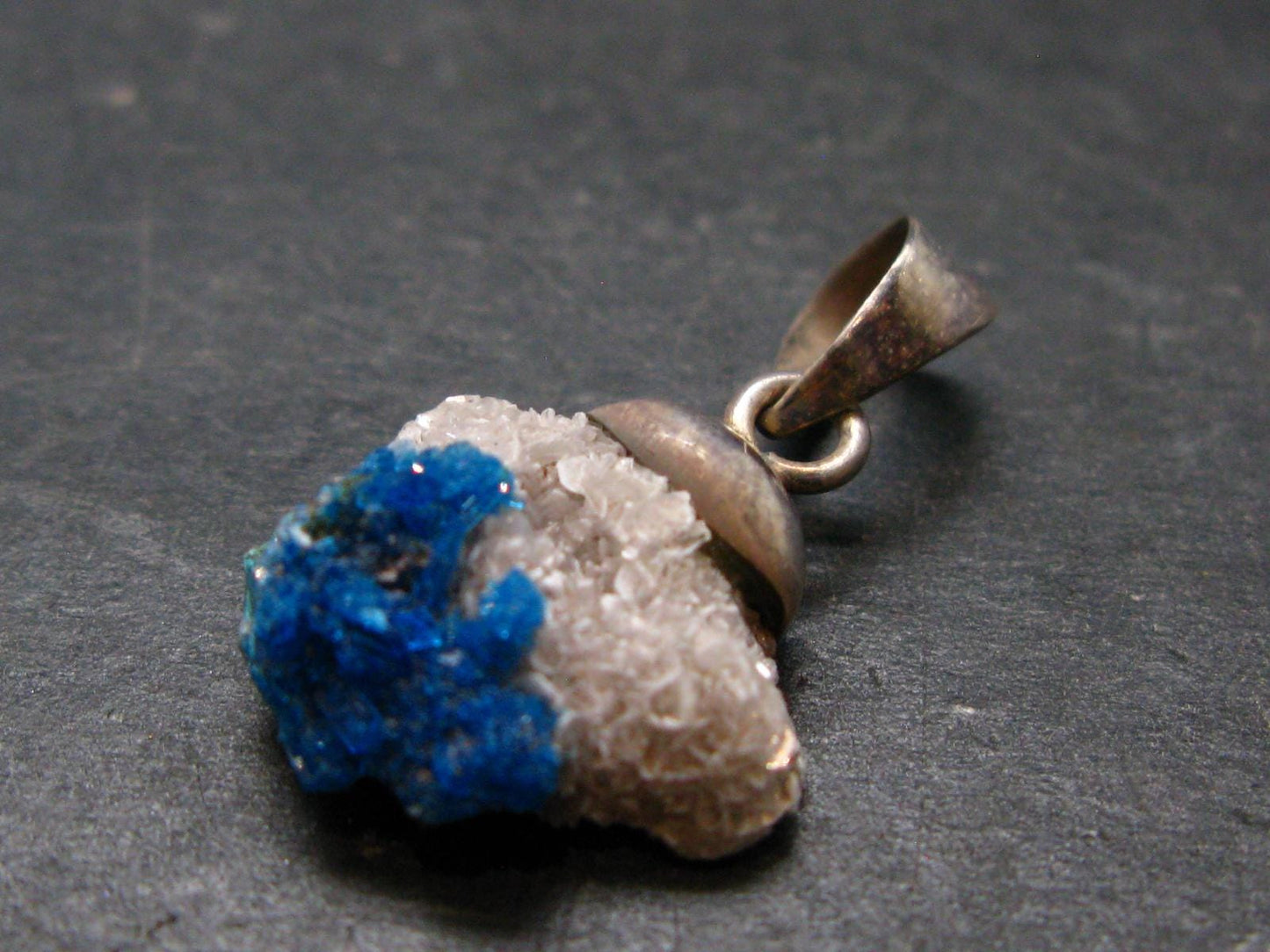 Cavansite Crystal Pendant In Sterling Silver From India - 1.0" - 1.57 Grams