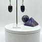 Charoite & Sterling Silver Oval Drop Earrings - 9.68 Grams