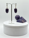 Charoite & Sterling Silver Oval Drop Earrings - 9.68 Grams