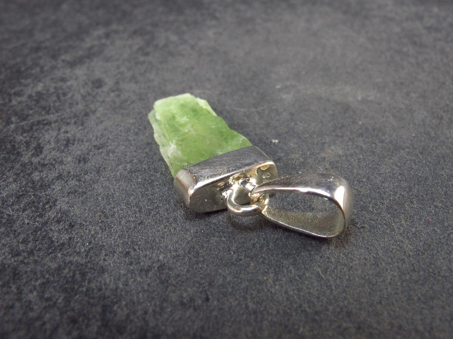 Green Kyanite Silver Pendant from Brazil - 1.2" - 1.02 Grams