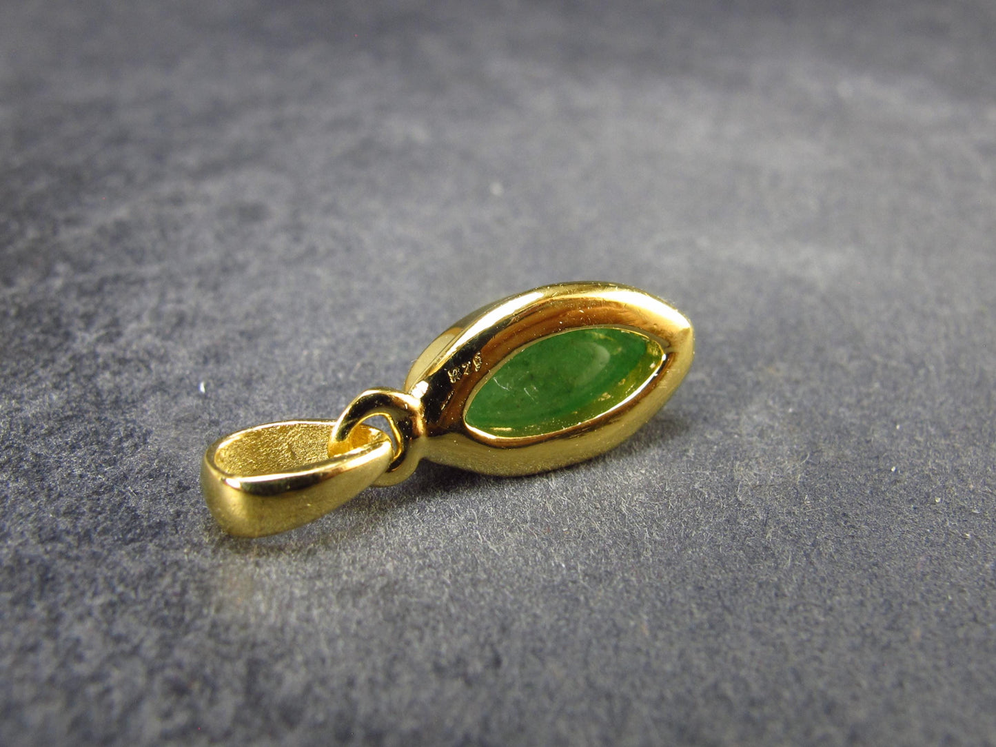 Tsavorite Green Garnet Gold Plated Silver Pendant from Tanzania - 0.8" - 1.68 Grams
