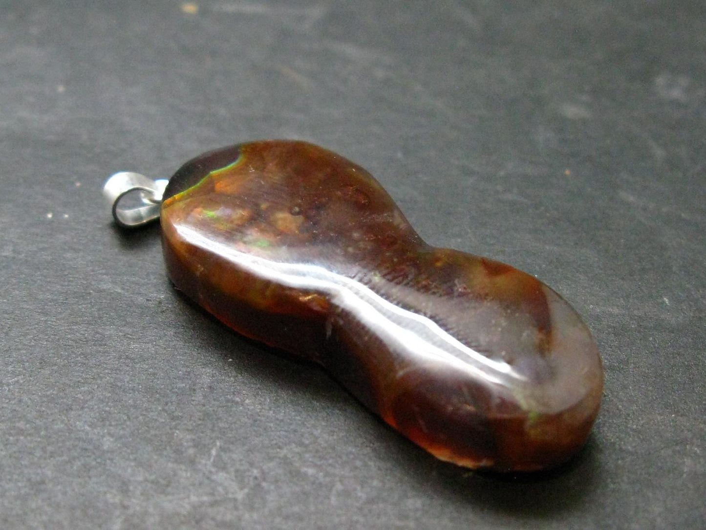 Fire Agate Silver Pendant From Mexico - 1.1" - 5.85 Grams