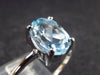 Natural Oval Shaped Facetted Blue Topaz Crystal Sterling Silver Ring - 1.62 Grams - Size 8.25