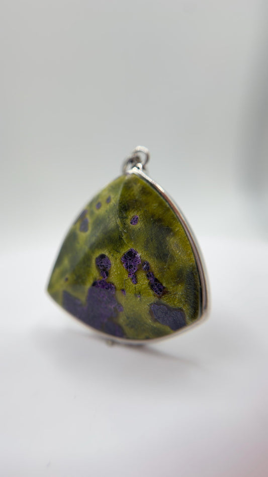 Atlantisite Pendant Serpentine Gemstone Silver Necklace Natural Stone Healing Jewelry Gift