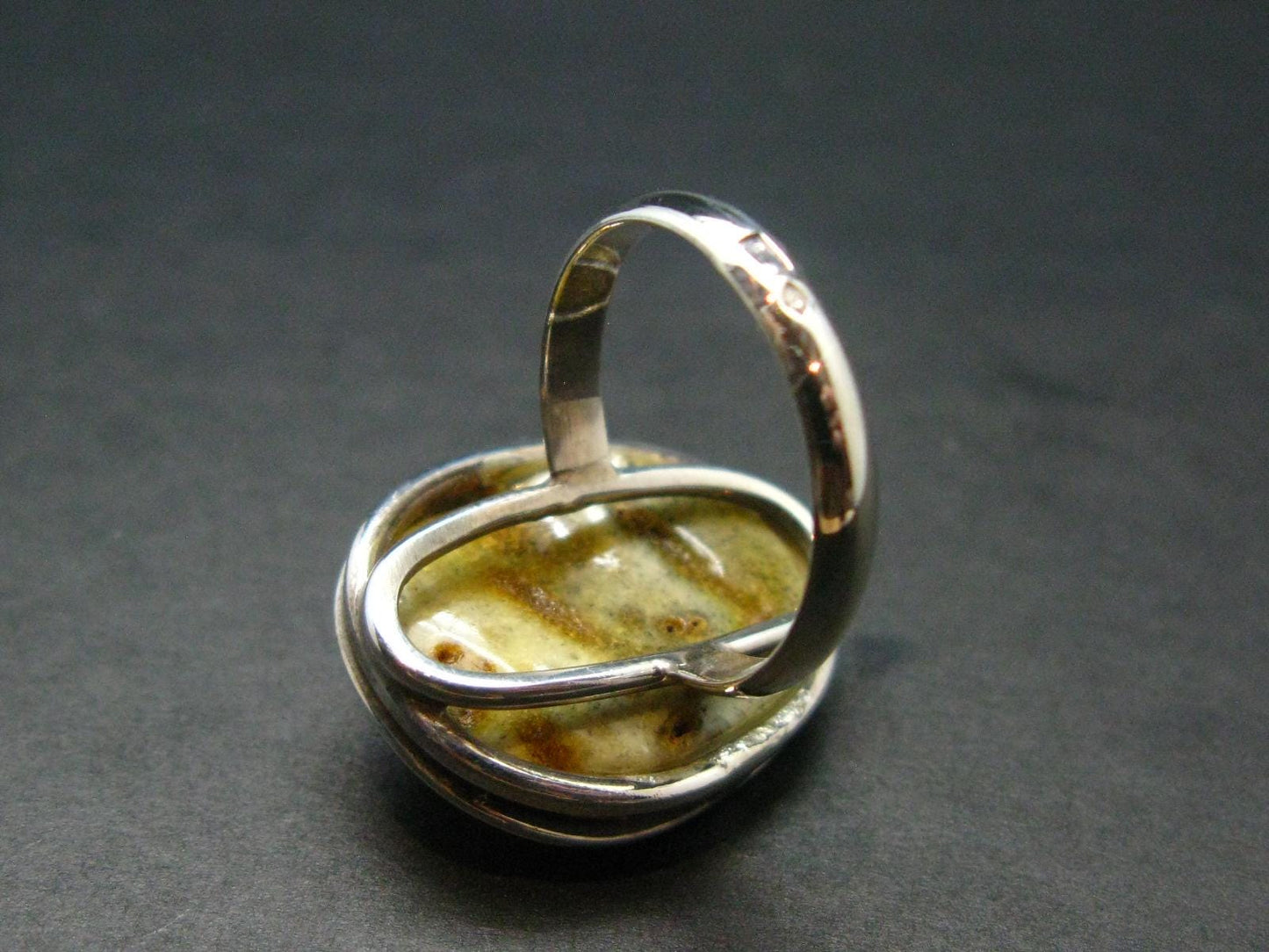 Natural Baltic Amber 925 Silver Ring - Size 7.25