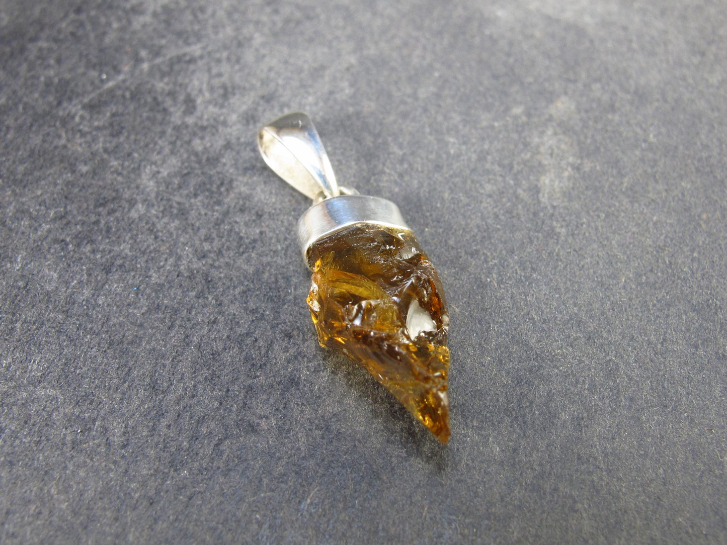 Natural Unheated Citrine Sterling Silver Pendant from Zambia - 1.2" - 2.00 Grams