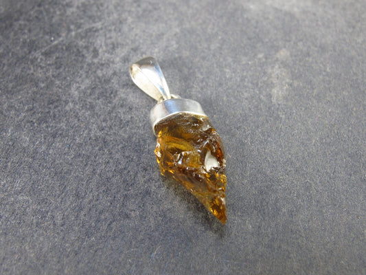 Natural Unheated Citrine Sterling Silver Pendant from Zambia - 1.2" - 2.00 Grams