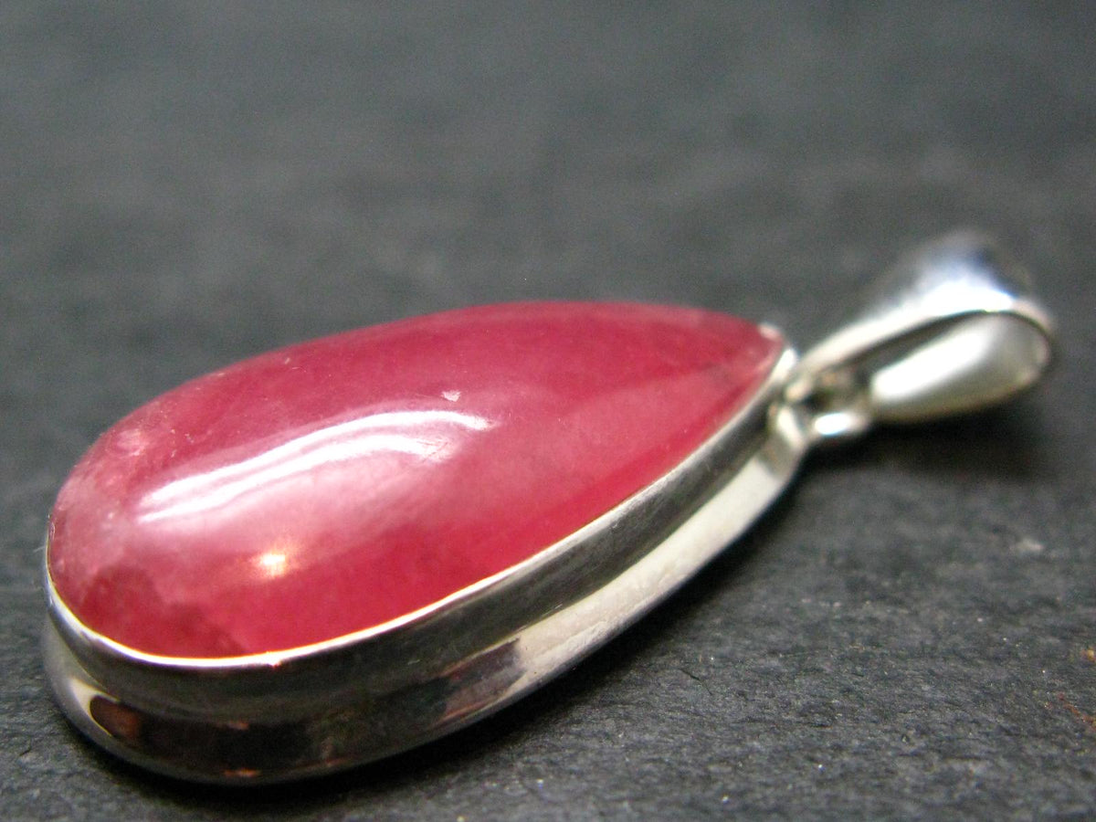 Rare Rhodochrosite Sterling Silver Pendant From Argentina - 1.5" - 7.09 Grams