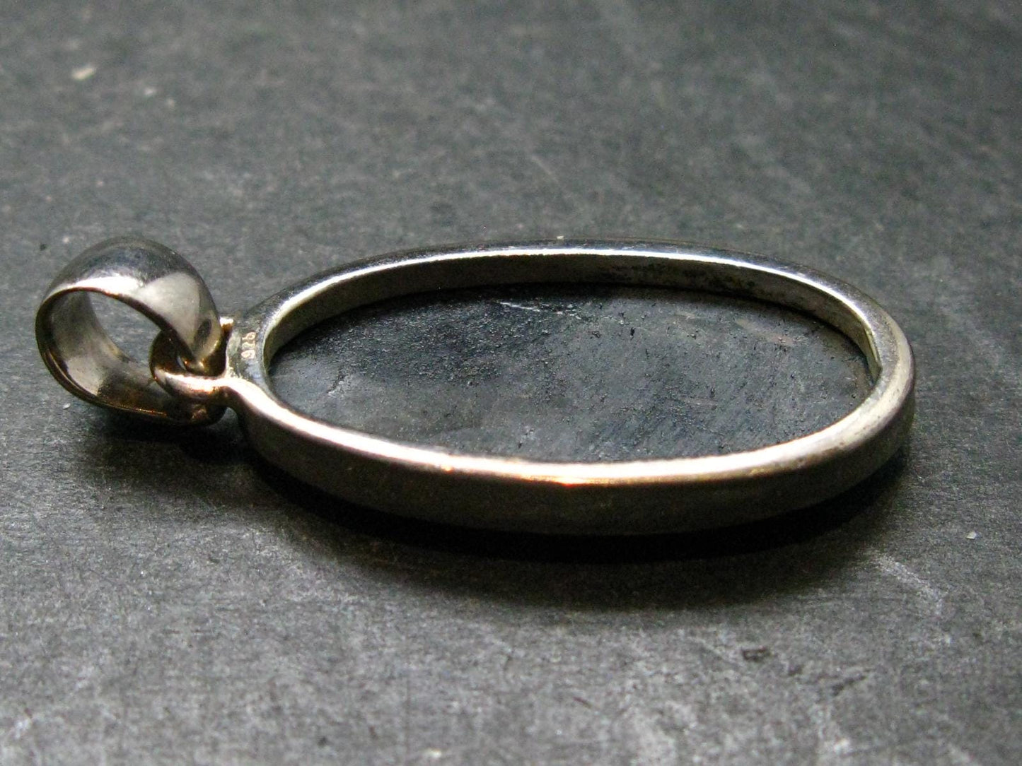 Very Rare Sterling Silver Nuumite Nuummite Pendant From Greenland - 1.6" - 6.27 Grams