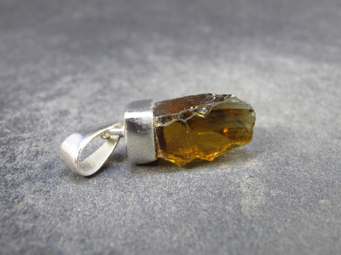 Natural Unheated Citrine Sterling Silver Pendant from Zambia - 1.1" - 2.38 Grams