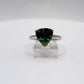 Green Helenite Trillion Cut Ring – Sterling Silver Faceted Gemstone Statement Ring