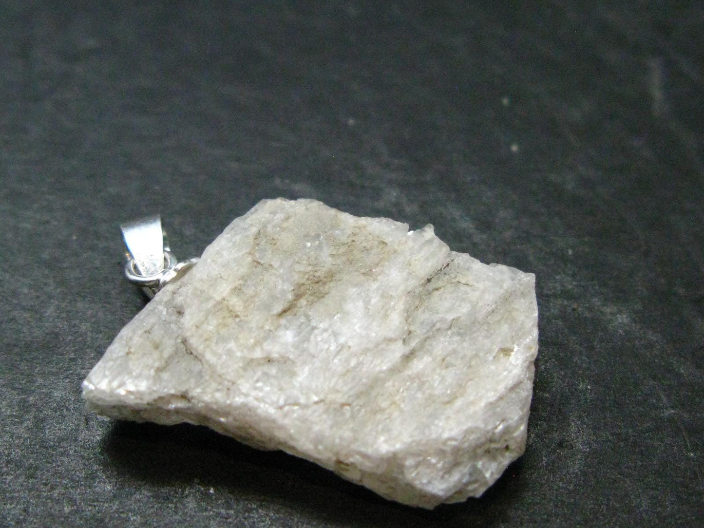 Natrolite Sterling Silver Pendant Necklace From Indonesia - 1.1" - 2.34 Grams
