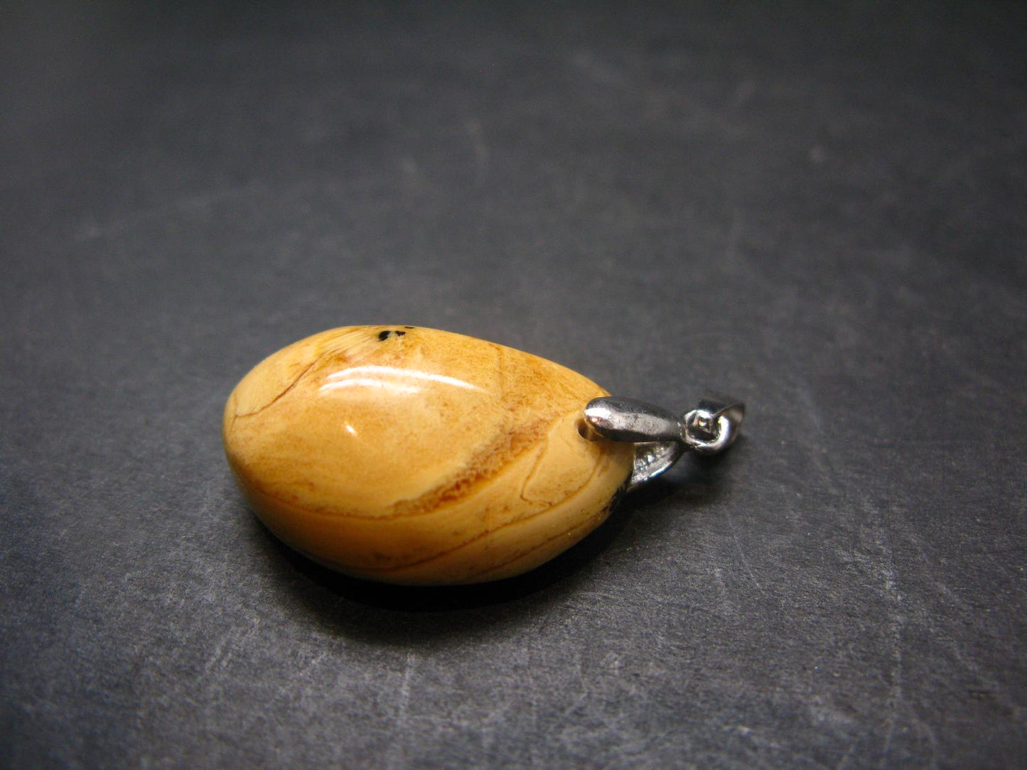 Amber Tumbled Silver Pendant From Poland - 1.4" - 3.03 Grams