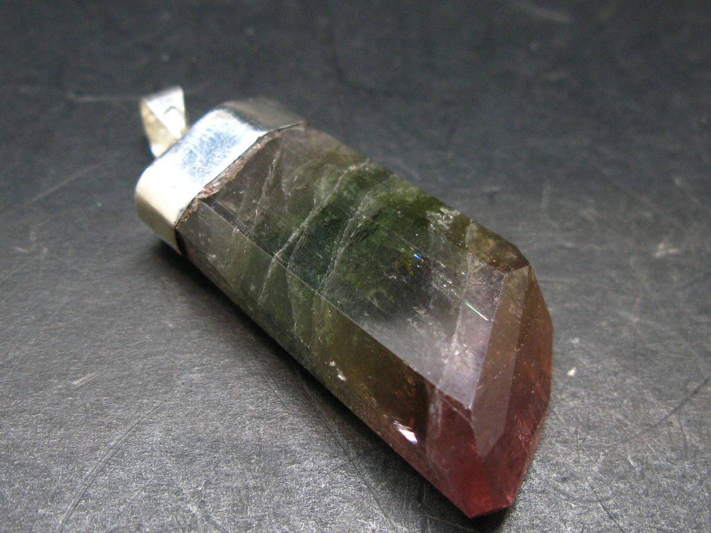 Gem Watermelon Tourmaline Crystal Silver Pendant From Brazil - 1.9" - 13.89 Grams
